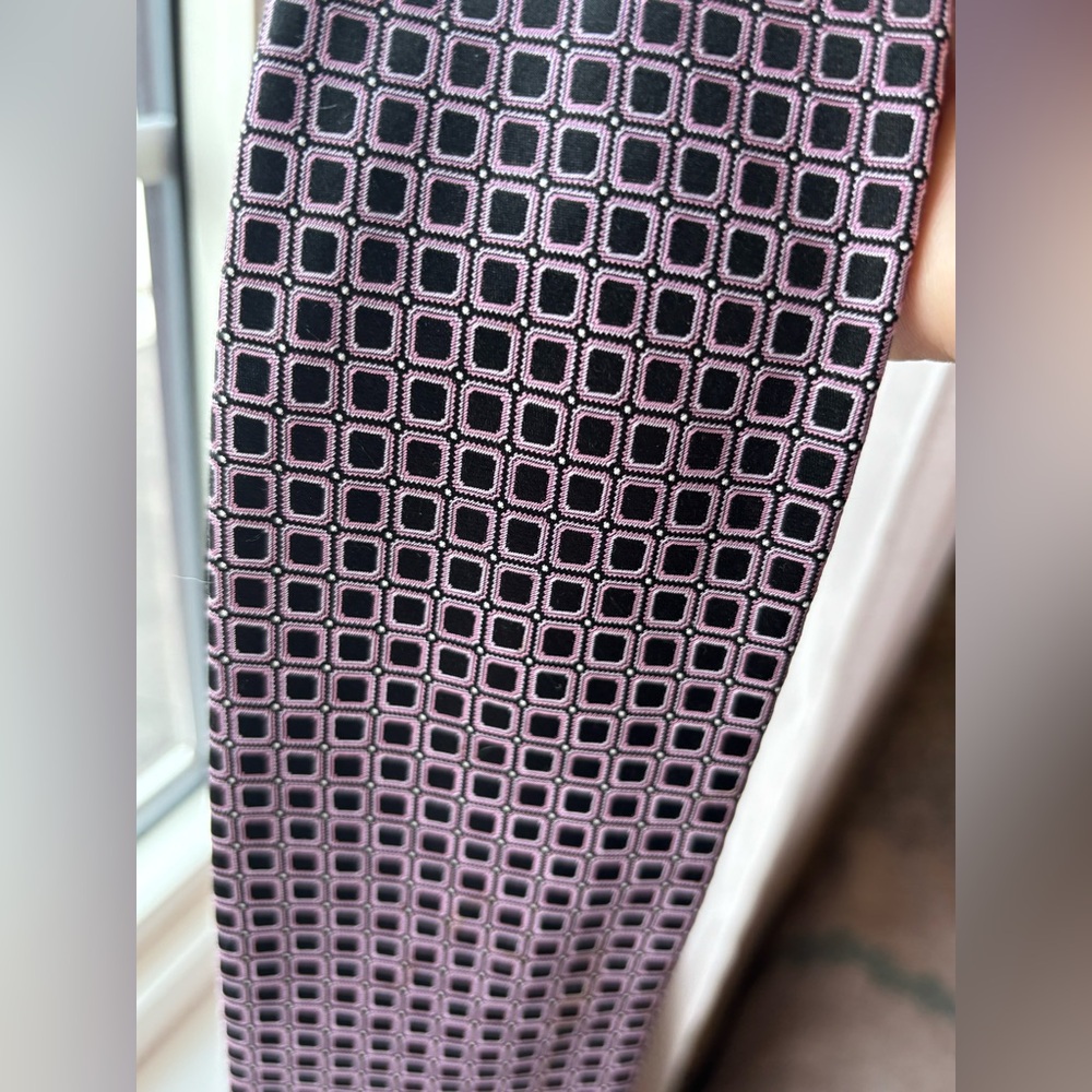 Claiborne Pink and Black Geometric Square Tie